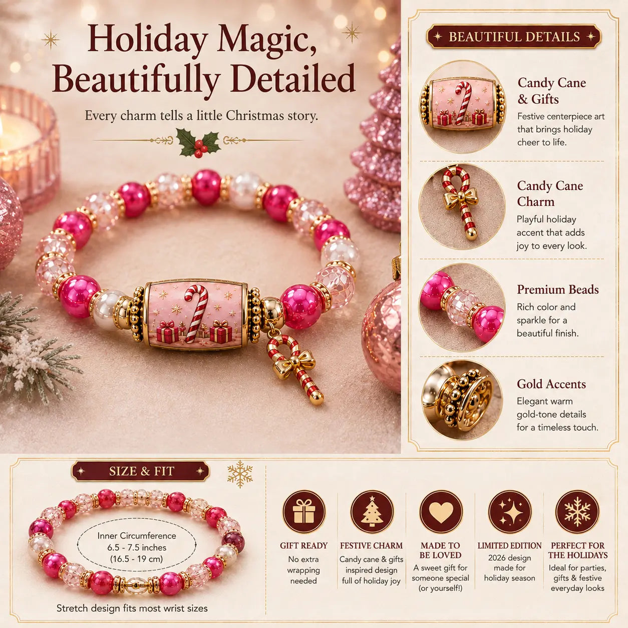 ✨🎄 Beperkte Kersteditie — Kralenarmbandenset met Kerstverhaal 🎁