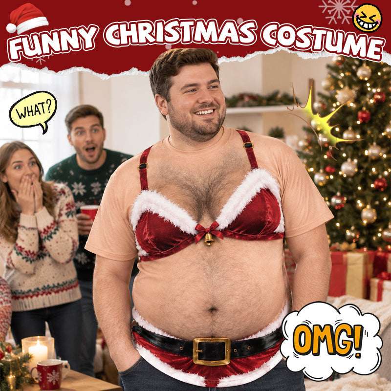 🎄 Grappig Kerst Fancy Dress Kostuum – Hilarische Buik Illusie Outfit 😂🎅