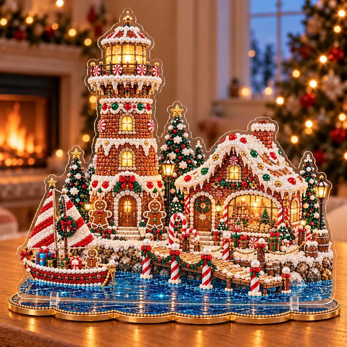 ✨ 3D Parelkunst Kerstvuurtoren – Fluweelzacht Canvas & Krasbestendige Kristallen | Luxe DIY Kerstdecoratie 🎄