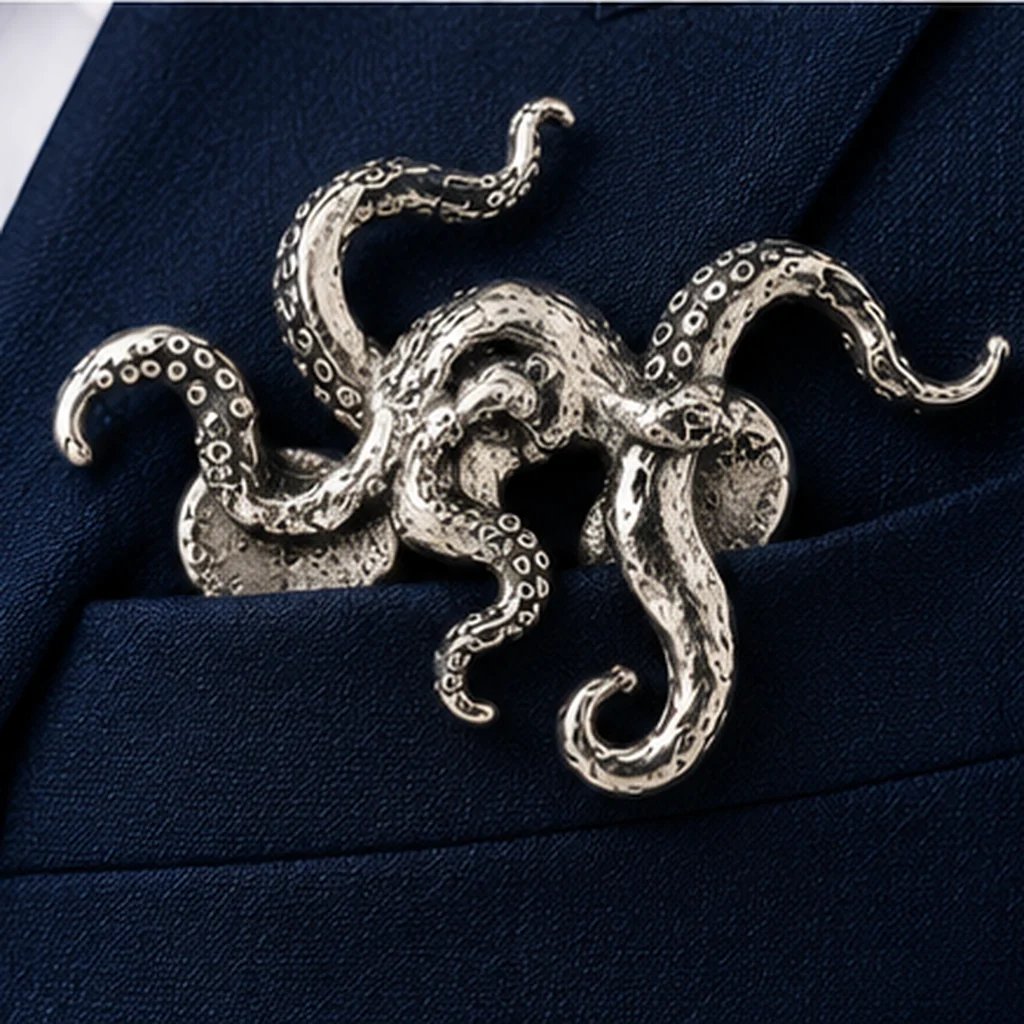🐊✨ Sculpturaal Dieren Metalen Pochetzakdoek