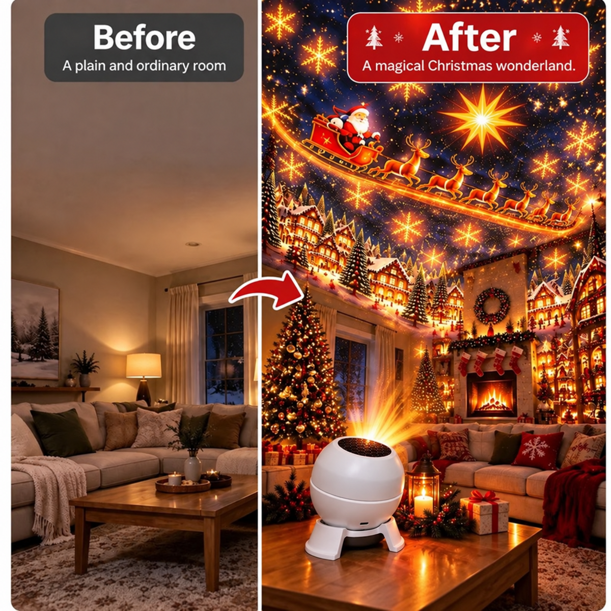 💡 Tover elke kamer om in een kerstwonderland — Feestelijke projectie-nachtlamp