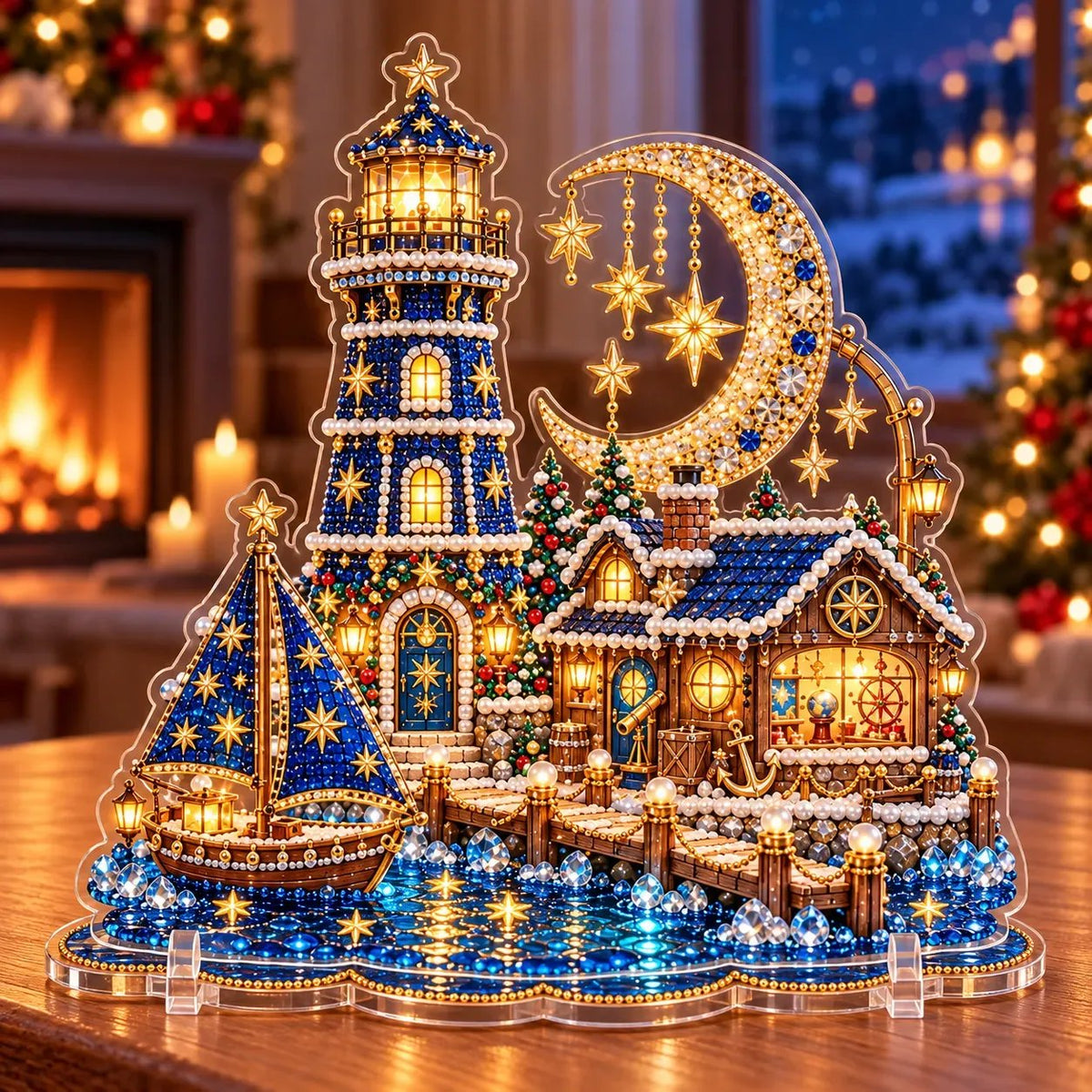 ✨ 3D Parelkunst Kerstvuurtoren – Fluweelzacht Canvas & Krasbestendige Kristallen | Luxe DIY Kerstdecoratie 🎄