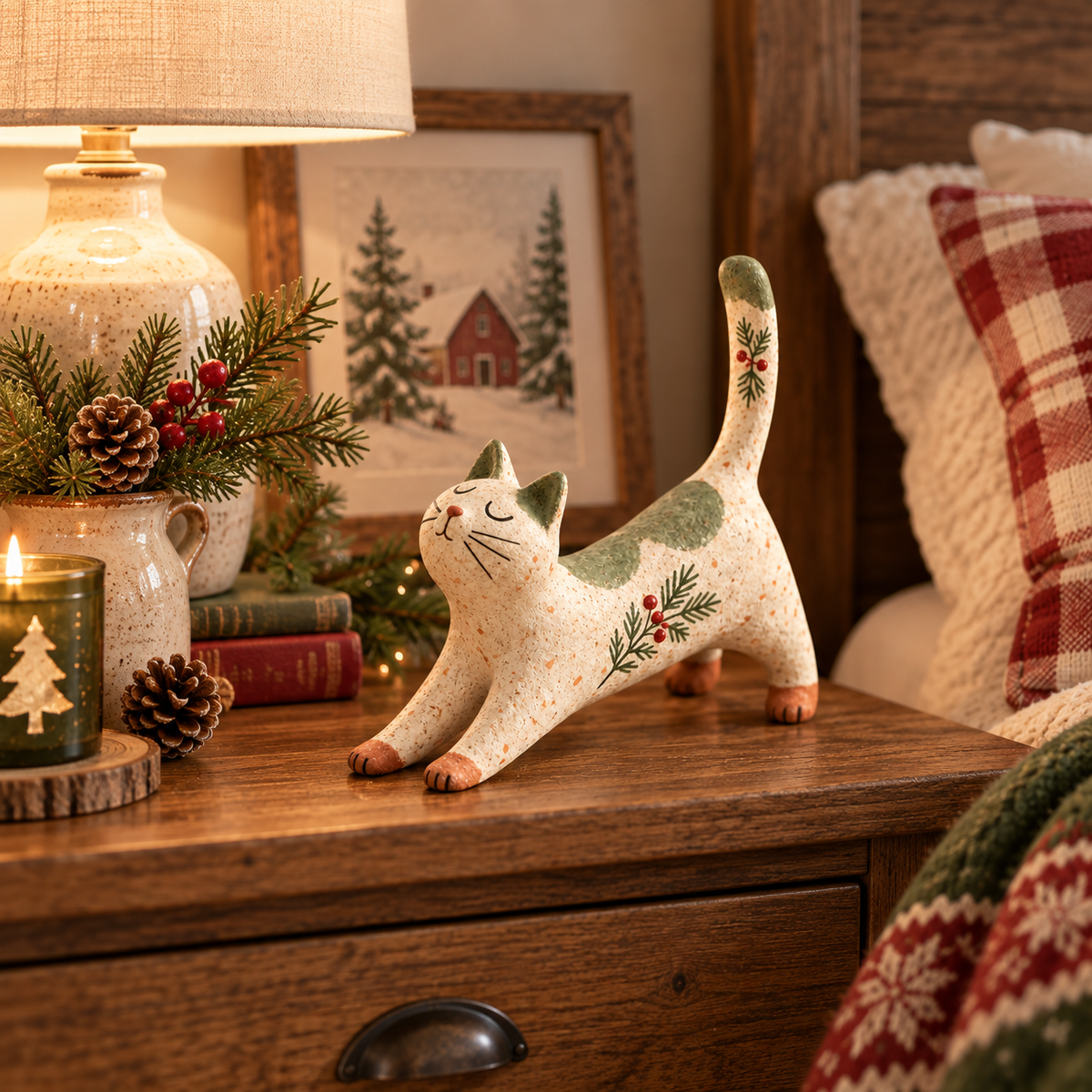 🐈🎄 Boskat Kerstbeeldje — een gezellig klein bosvriendje voor je feestelijke huis