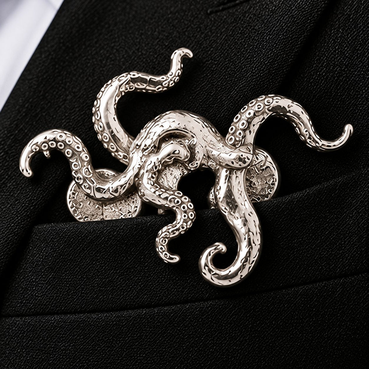 🐊✨ Sculpturaal Dieren Metalen Pochetzakdoek