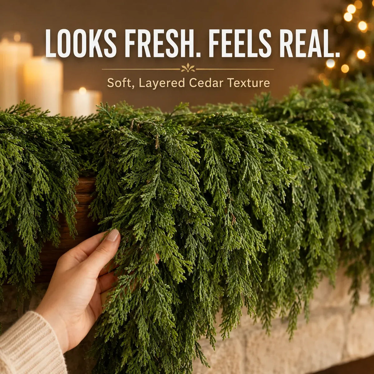 🎄Real-Touch Ceder Slinger — Weelderig Kerstgroen
