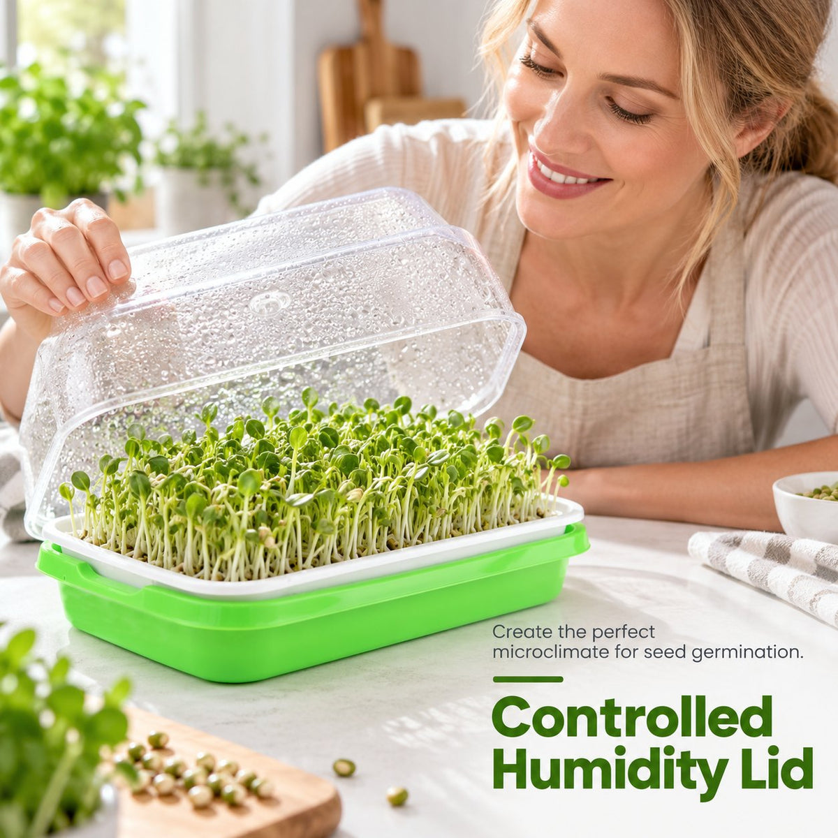 🌱🥬 Hydroponische Kweekbak voor Kiemplantjes — Kweek Zelf Verse Groenten Zonder Potgrond