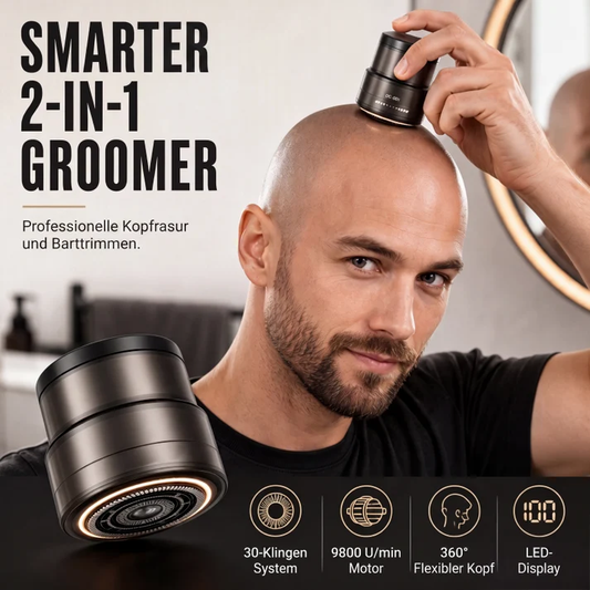 🔋 2-in-1 Slimme Elektrische Hoofdscheerder en Baartrimmer met Digitaal Display
