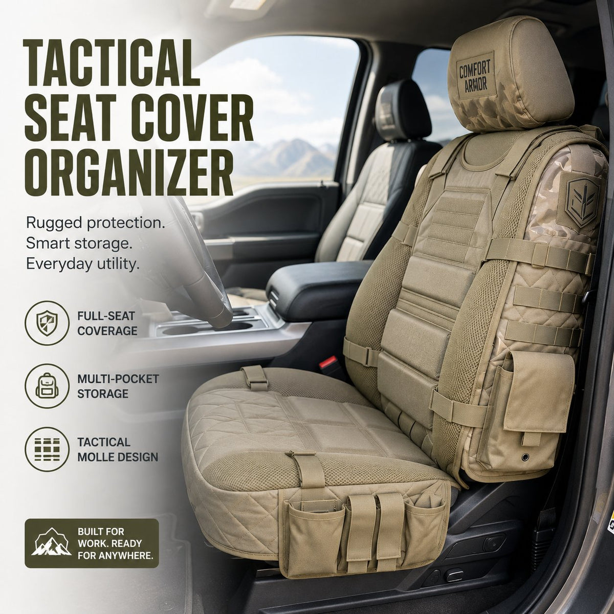 Tactische MOLLE Auto Stoelorganizer — Robuuste Bescherming & Slimme Opbergruimte