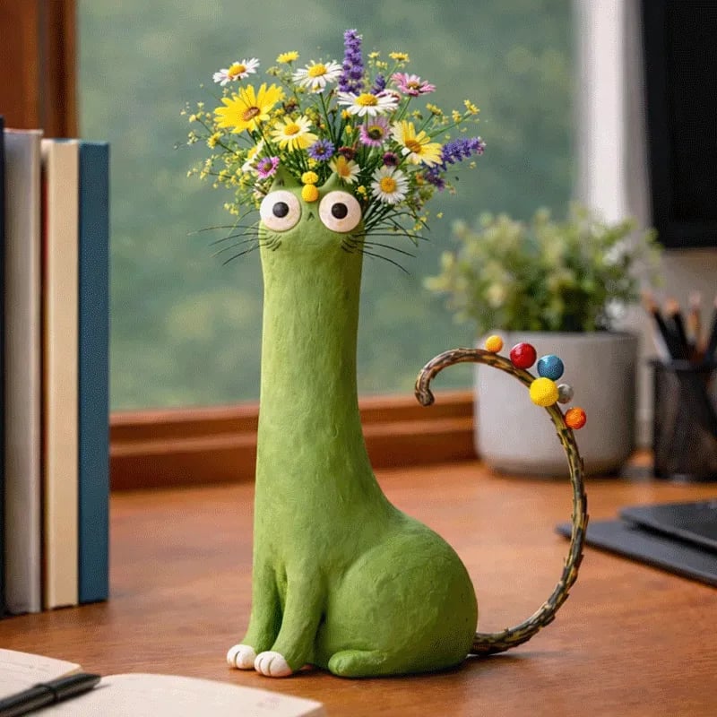 😻 Katten die je bloemen vasthouden – want je huis heeft meer kattenpersoonlijkheid nodig! 🌼