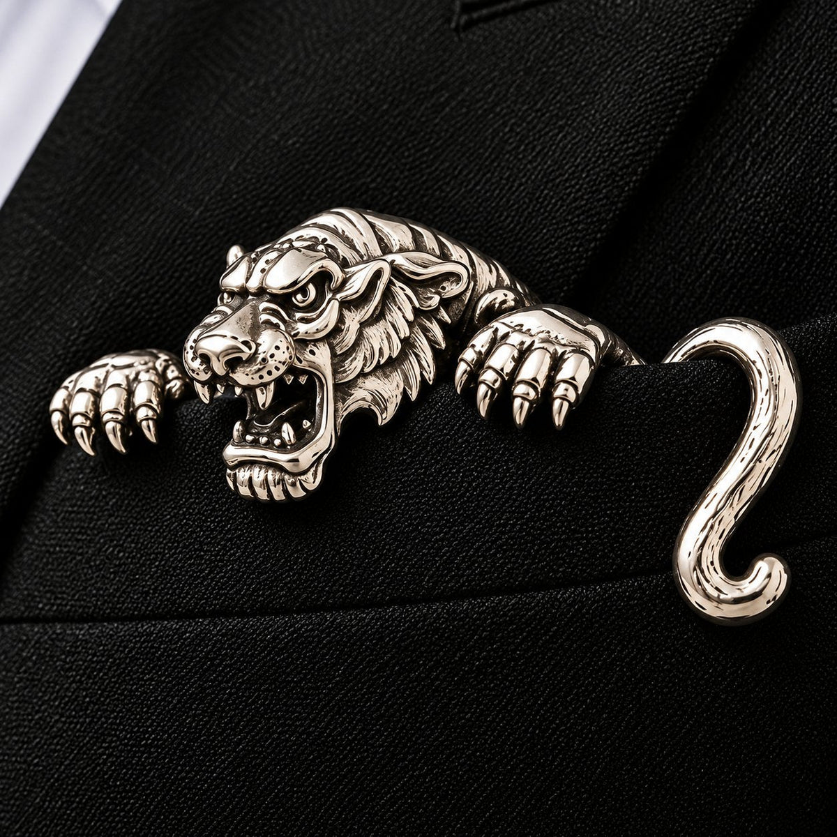 🐊✨ Sculpturaal Dieren Metalen Pochetzakdoek