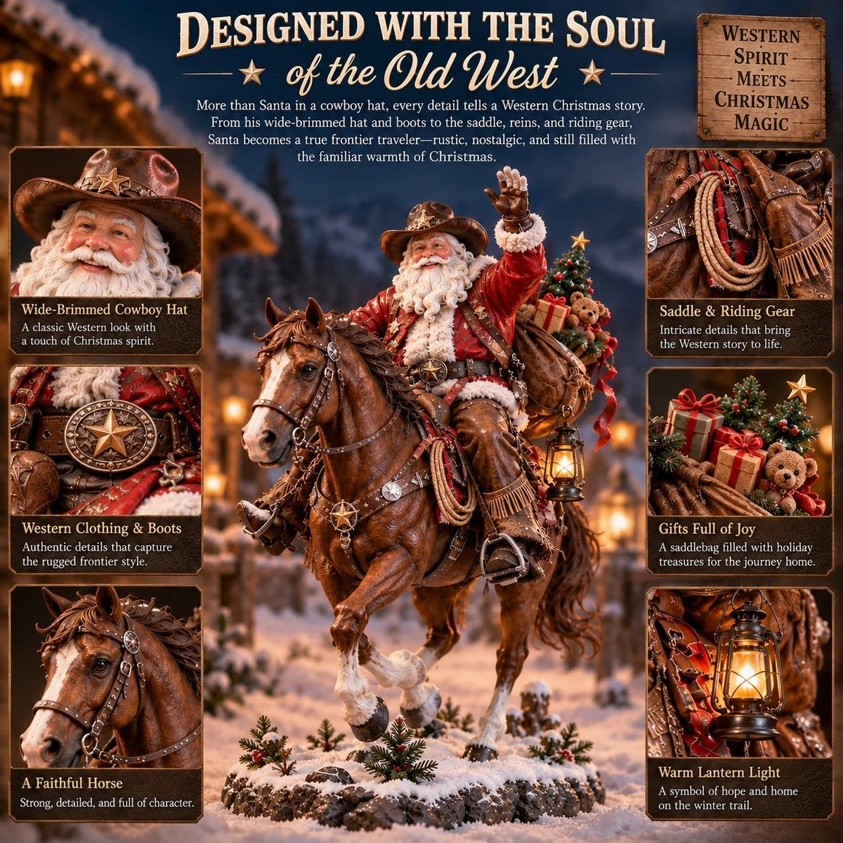 🤠🎄 Cowboy Santa Kerstdecoratie – Rustieke Western Herinnering 🎁✨