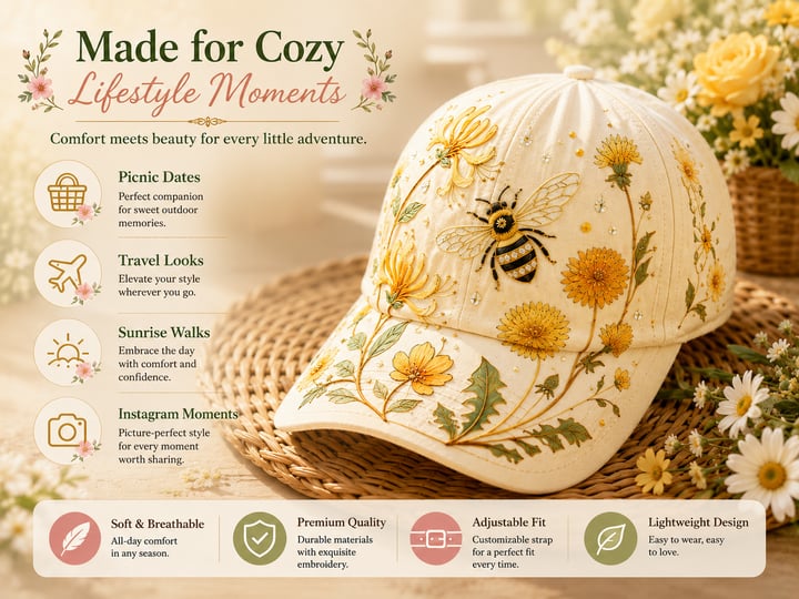 🌸🌿 Garden Morning-baseballpet: zacht zonnetje & dagelijkse gezelligheid! ☀️🌱🧢