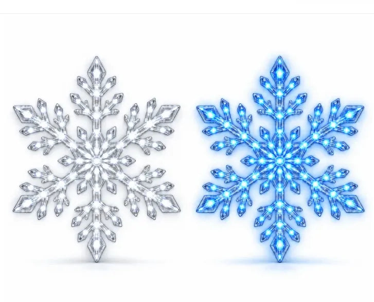❄️✨ LED Sneeuwvlok Wandlampen — 3D Kerstdecoratie met Afstandsbediening — Blauw & Wit Licht