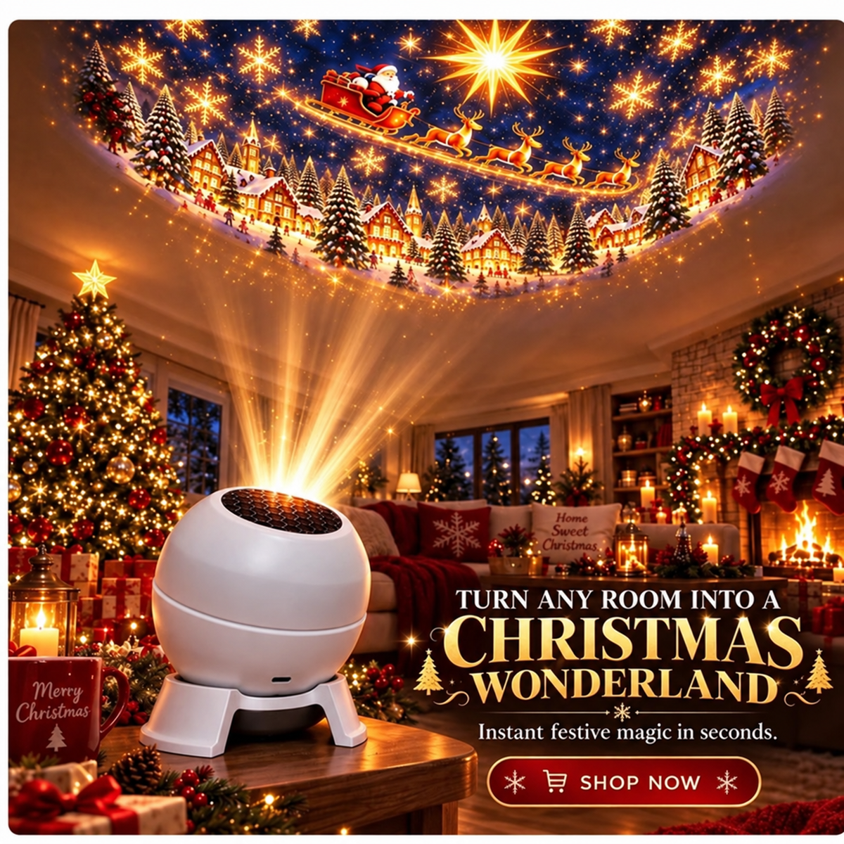 💡 Tover elke kamer om in een kerstwonderland — Feestelijke projectie-nachtlamp