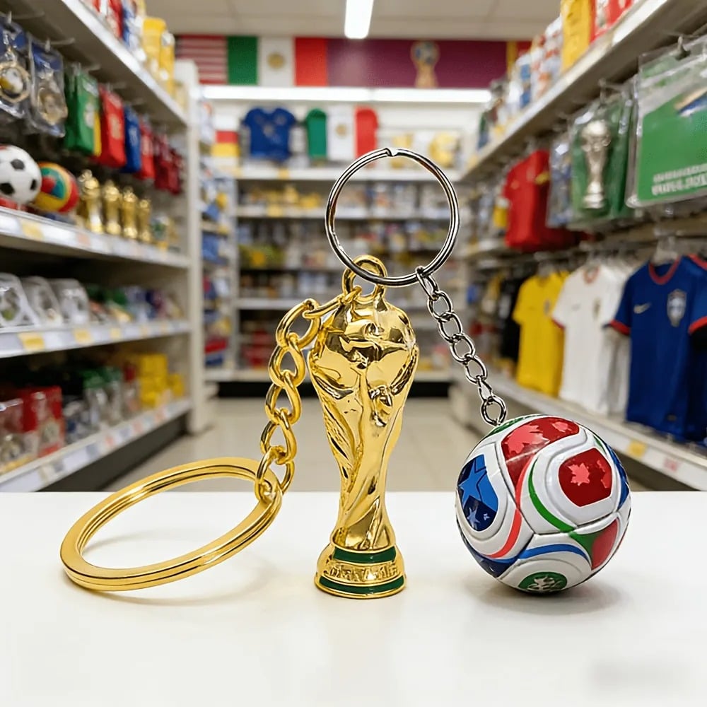 🏆 Sleutelhanger WK 2026: limited edition trofee & voetbal – een cadeau voor fans!