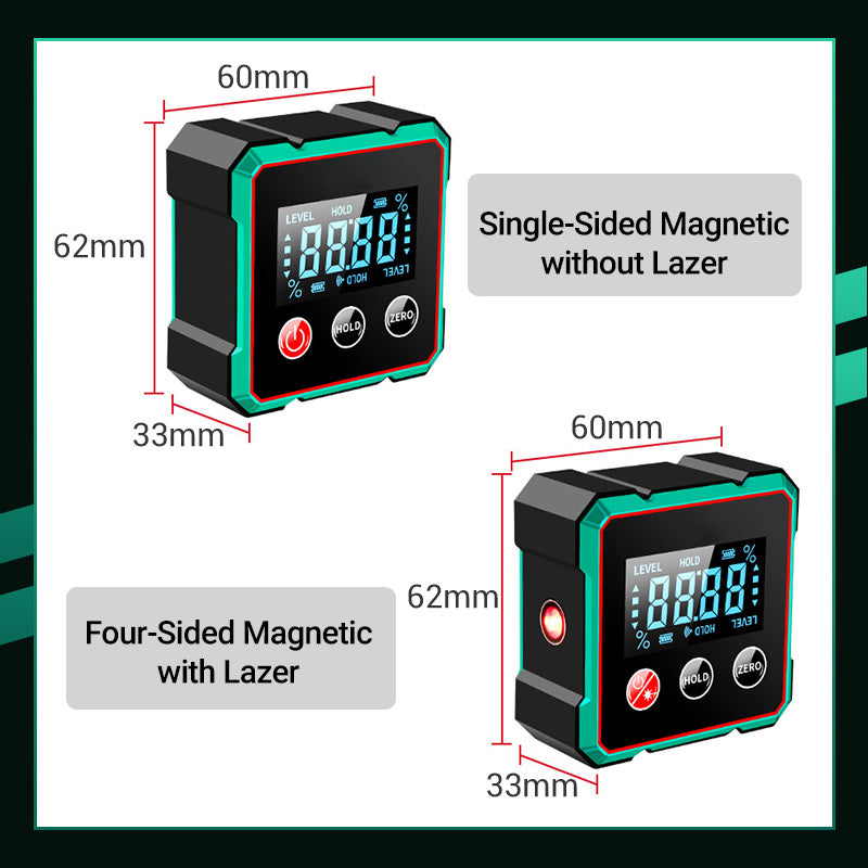 Magnetische digitale hoekmeter met elektronische laser