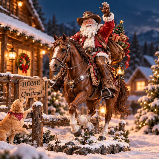 🤠🎄 Cowboy Santa Kerstdecoratie – Rustieke Western Herinnering 🎁✨