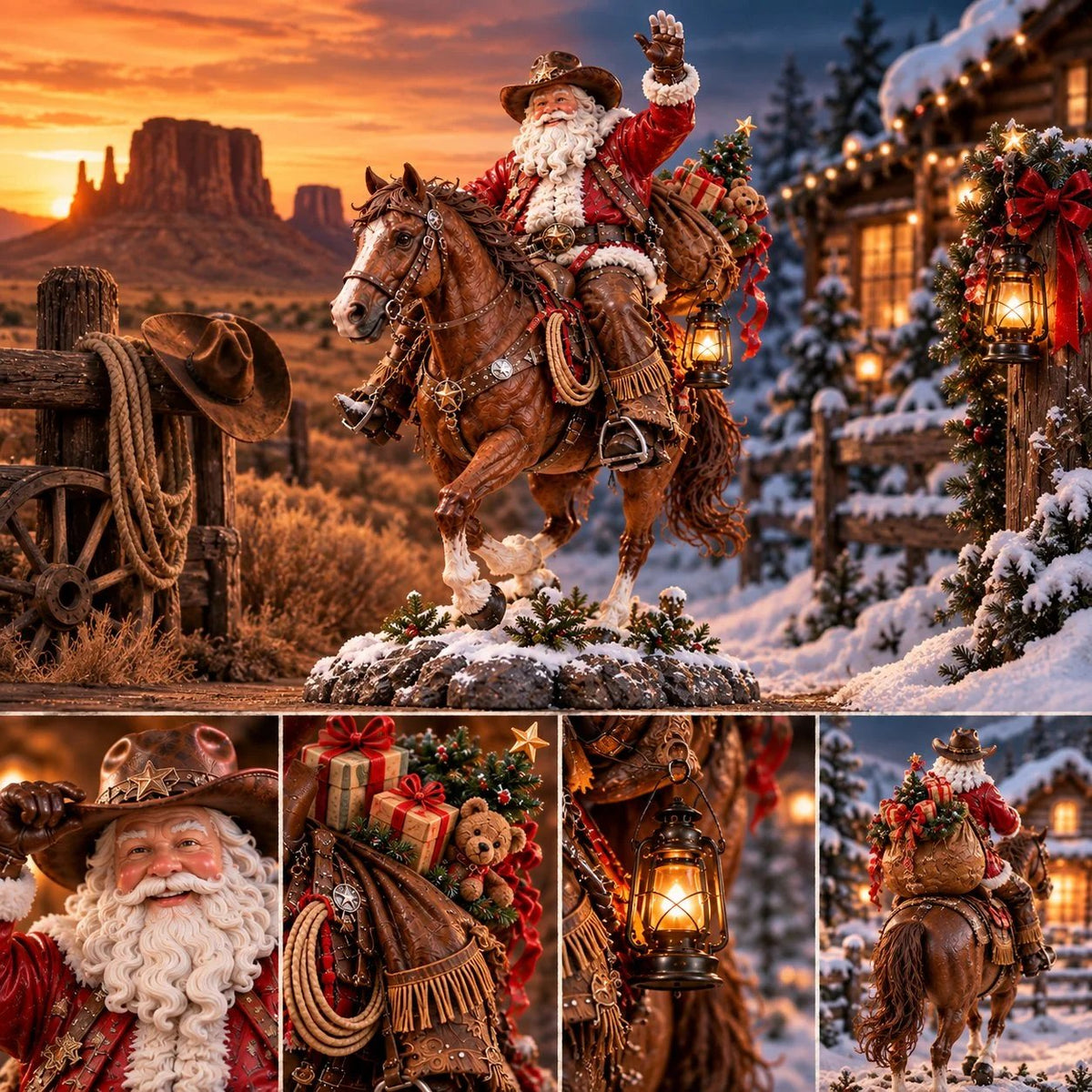 🤠🎄 Cowboy Santa Kerstdecoratie – Rustieke Western Herinnering 🎁✨