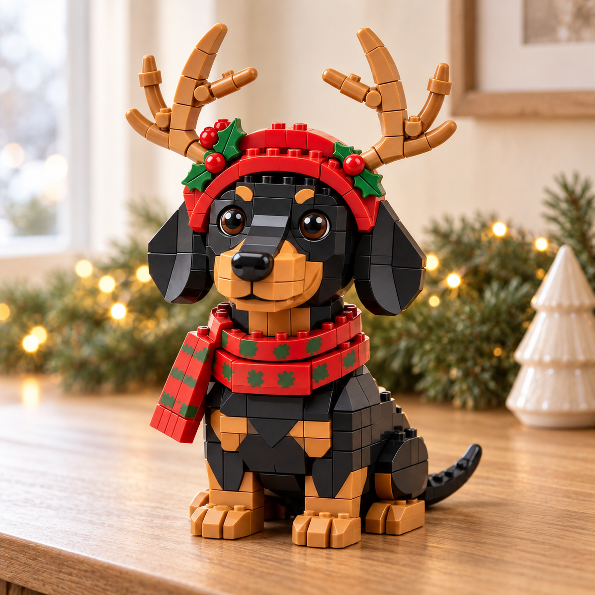 ⏰ TIJDELIJKE ACTIE: 50% KORTING!  ✨ Kerst Rendier Teckel Bouwsteenset 🧱🎄