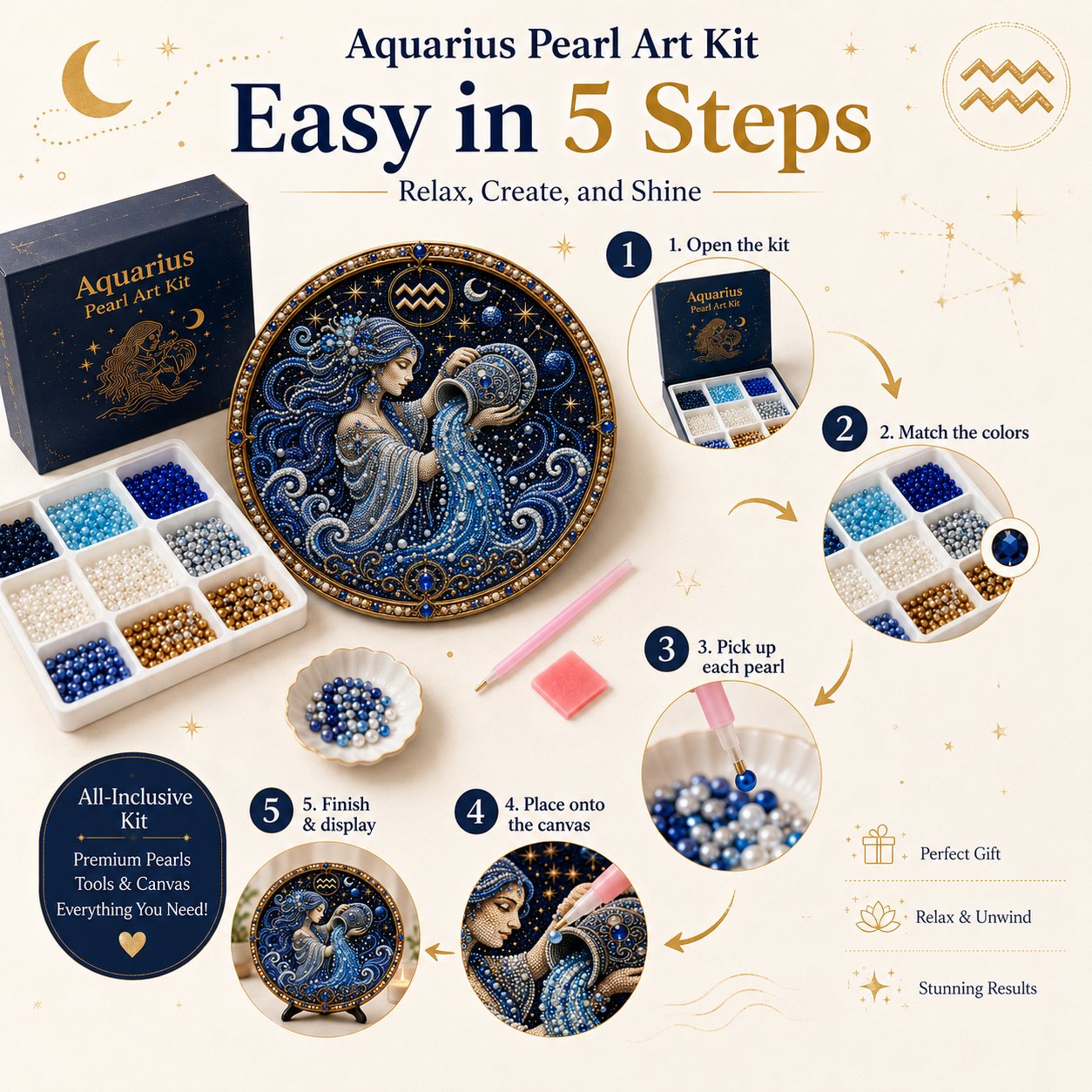 🌙✨Gepersonaliseerde 12-delige parelkunstset met sterrenbeelden – Ontspan en ga creatief aan de slag! 🌌