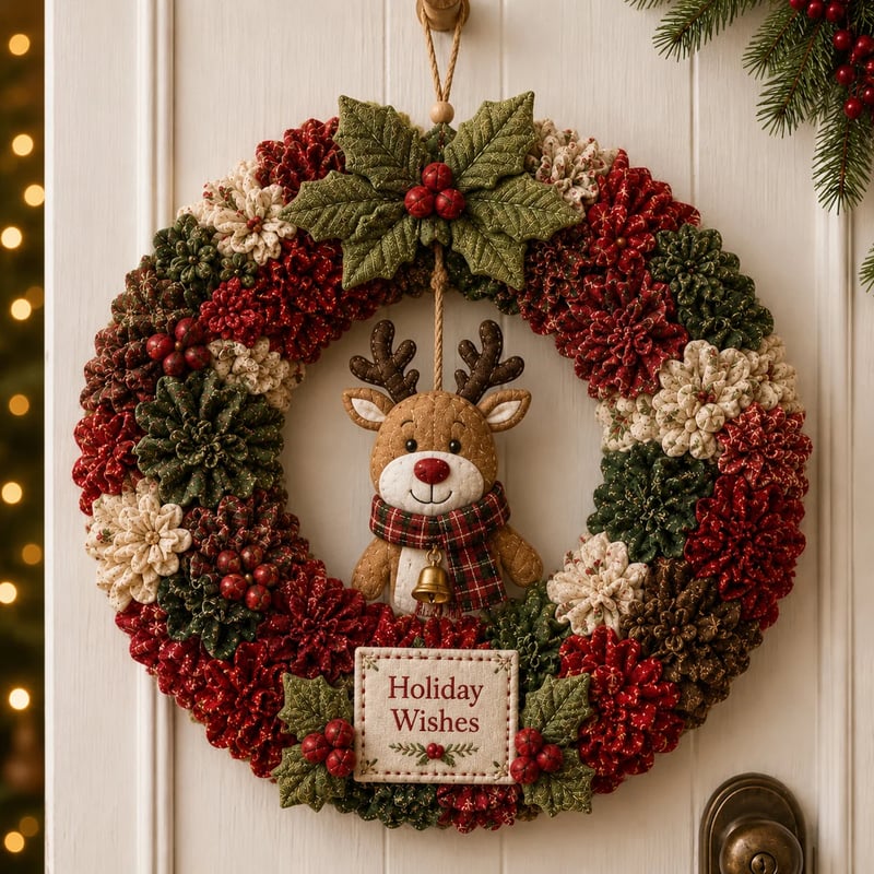 🎄 DIY Kerstkranspakket met prikbordkunst – Handgemaakte kerstdeurdecoratie