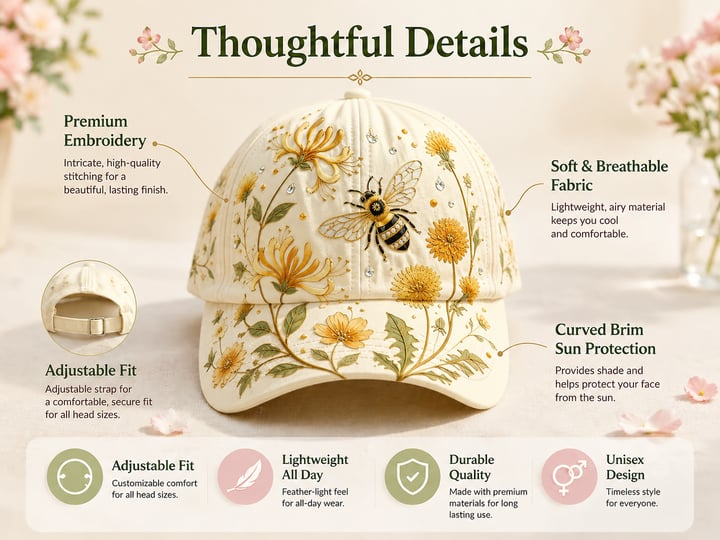 🌸🌿 Garden Morning-baseballpet: zacht zonnetje & dagelijkse gezelligheid! ☀️🌱🧢