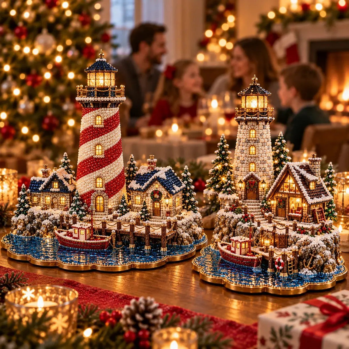 ✨ 3D Parelkunst Kerstvuurtoren – Fluweelzacht Canvas & Krasbestendige Kristallen | Luxe DIY Kerstdecoratie 🎄