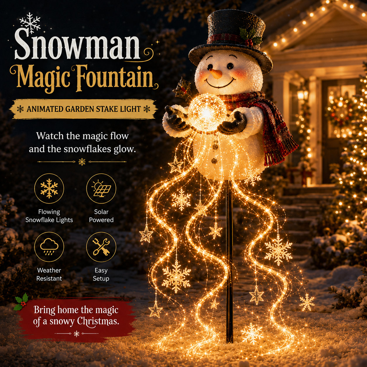 🎄 50% korting! ❄️ Sneeuwman Magic Fountain™ — LED kerstverlichting met zwevende sneeuwvlokken