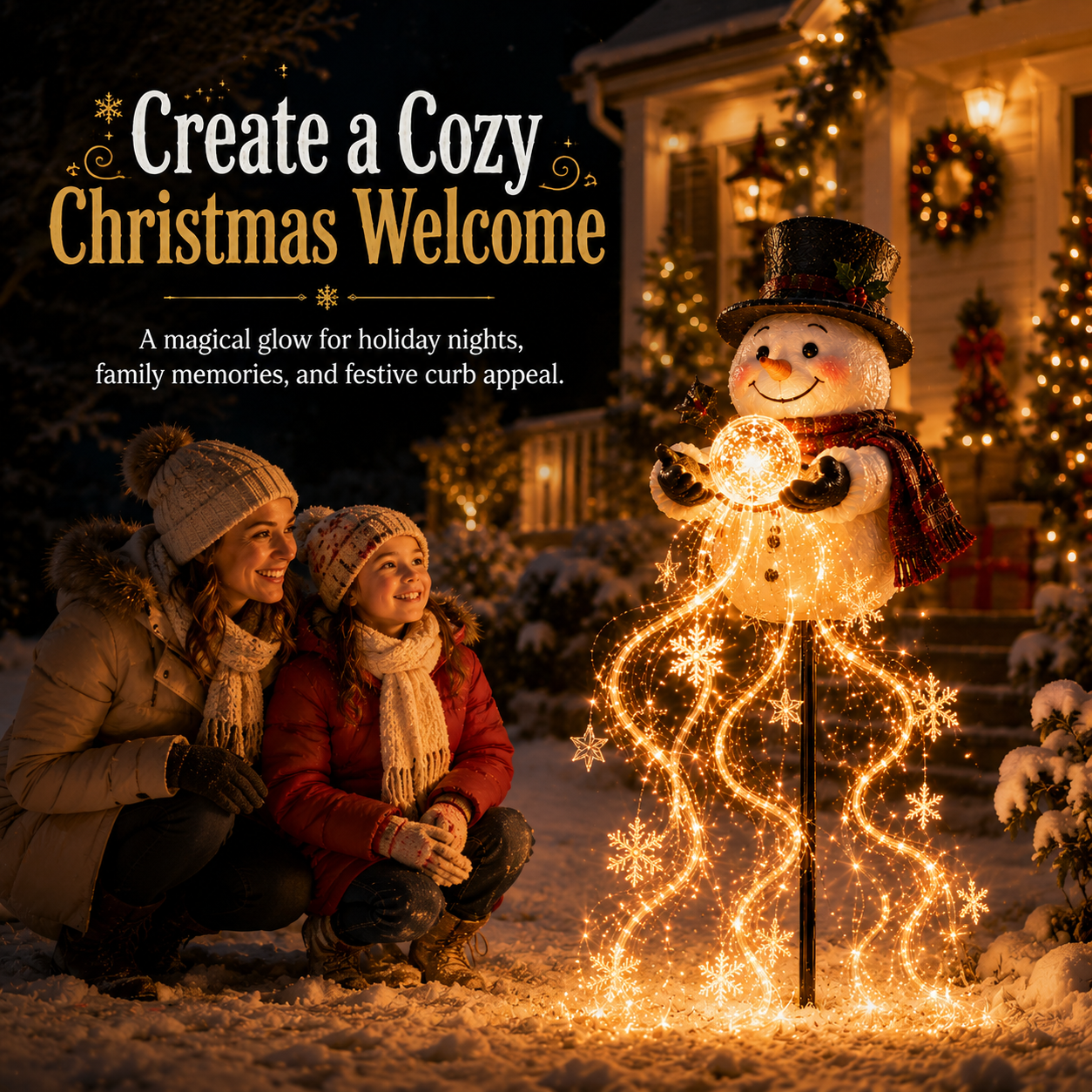 🎄 50% korting! ❄️ Sneeuwman Magic Fountain™ — LED kerstverlichting met zwevende sneeuwvlokken
