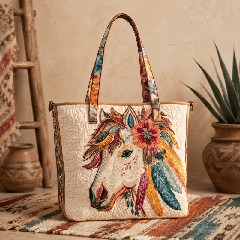Handgemaakte Native American Quilted Tote Bag