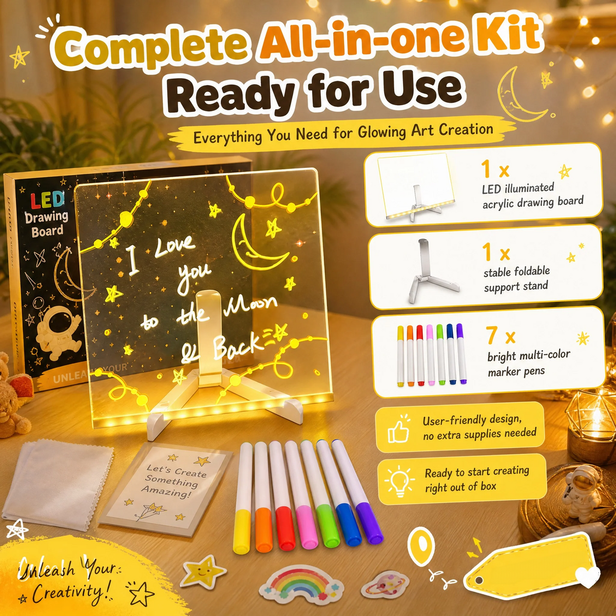 💥 LAATSTE DAG: 49% KORTING! 🎨 Lichtgevend LED Tekenbord voor Kinderen ✨