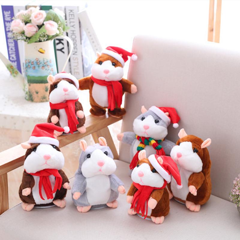 🐹 Pratende hamsterknuffel – herhaalt geluid & beweegt! 3 kleuren + kersteditie (15 cm) ✨🎄