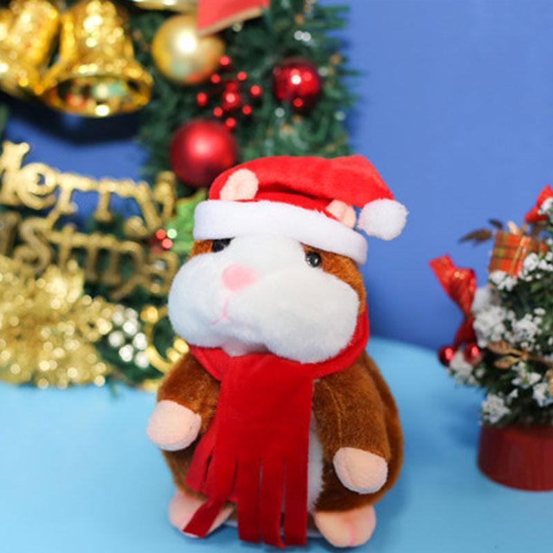 🐹 Pratende hamsterknuffel – herhaalt geluid & beweegt! 3 kleuren + kersteditie (15 cm) ✨🎄