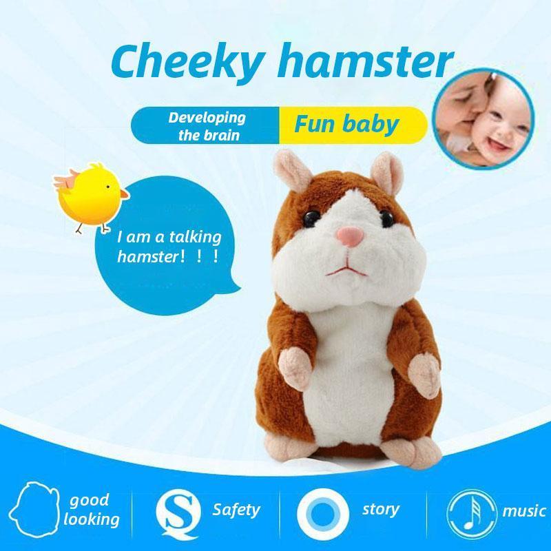 🐹 Pratende hamsterknuffel – herhaalt geluid & beweegt! 3 kleuren + kersteditie (15 cm) ✨🎄