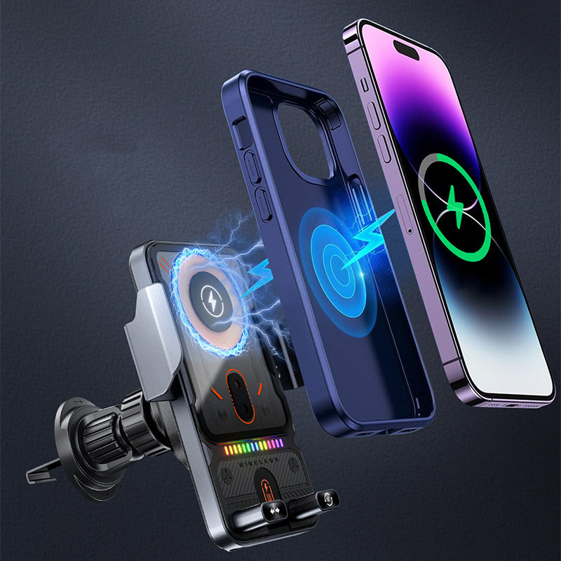 🔥HOT SALE 50% KORTING🎁⚡Meer dan 50.000 verkocht! 📱Slimme 2-in-1 draaibare mobiele telefoonhouder voor in de auto & draadloze oplader⚡