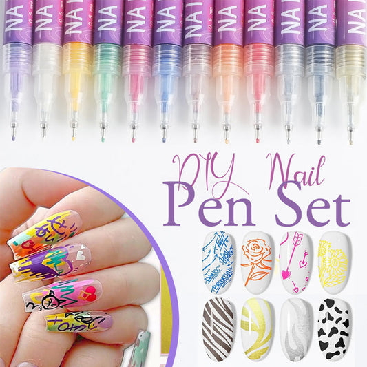 🎁Aanbieding: 50% korting⏳Set met nagelkunstpennen in 12 kleuren