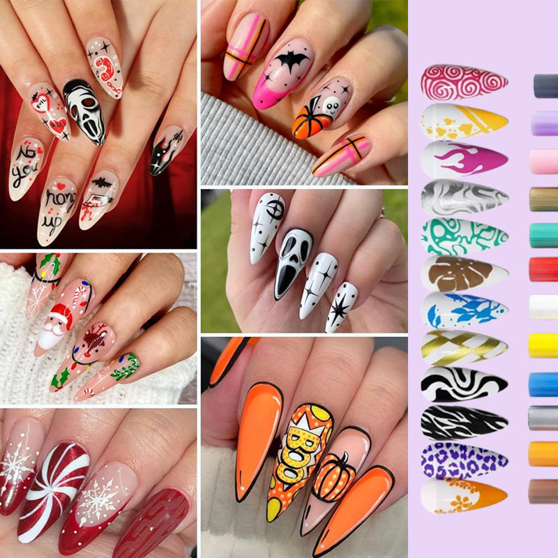 🎁Aanbieding: 50% korting⏳Set met nagelkunstpennen in 12 kleuren