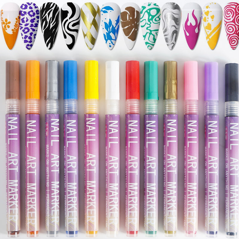 🎁Aanbieding: 50% korting⏳Set met nagelkunstpennen in 12 kleuren