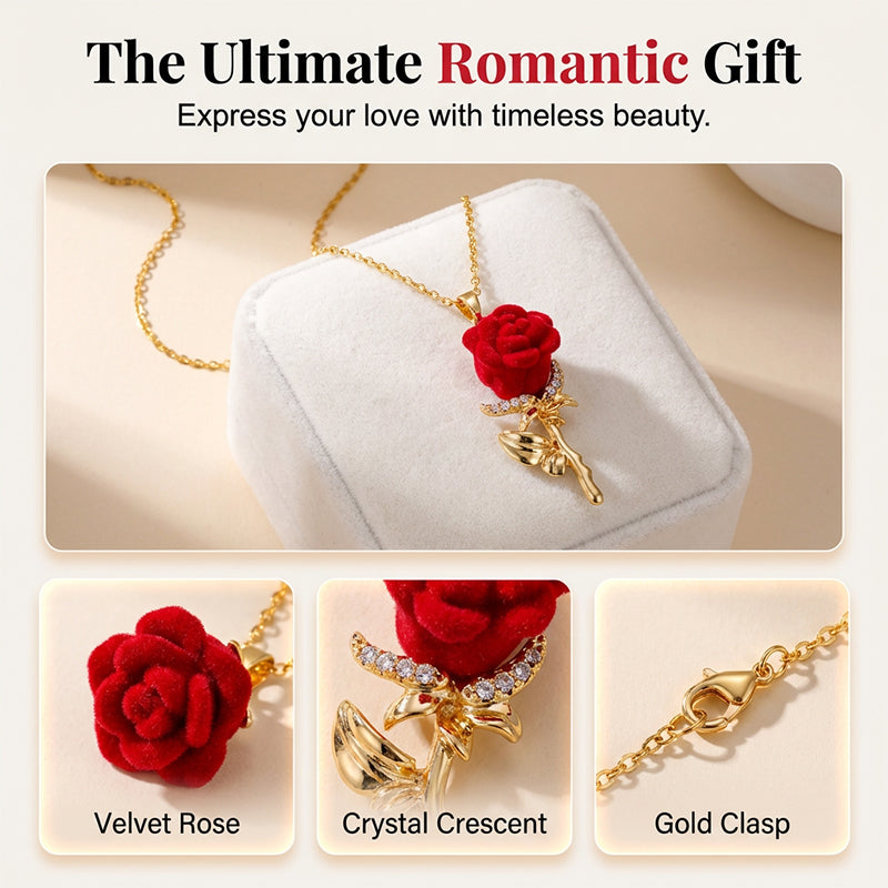 🌹 Elegante halsketting met een rode rozenhanger