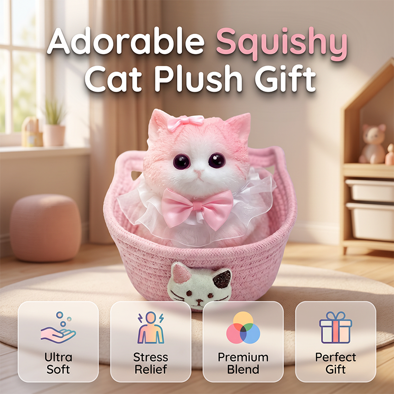 🐱 Squishy Kat Knuffel – Zachte Langzaam-Terugverende Stressverlichter 🧸